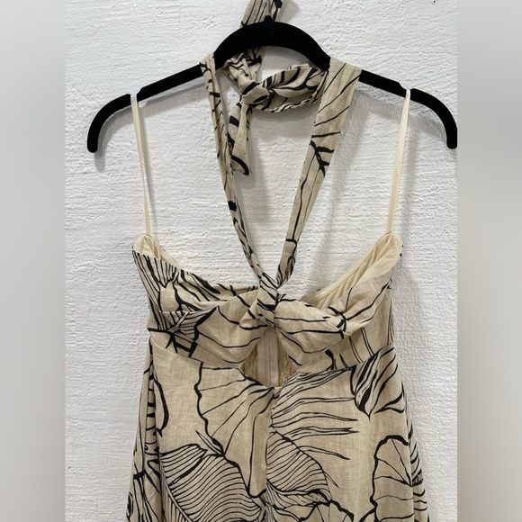 Dissh Malta Palm Linen Halter Maxi Dress - Picture 3 of 6